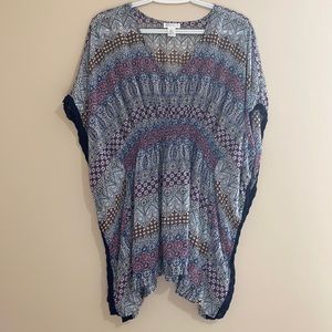 Maternity sheer blue pink white blouse S